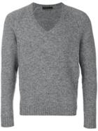 Prada Deep V-neck Slim-fit Jumper - Grey