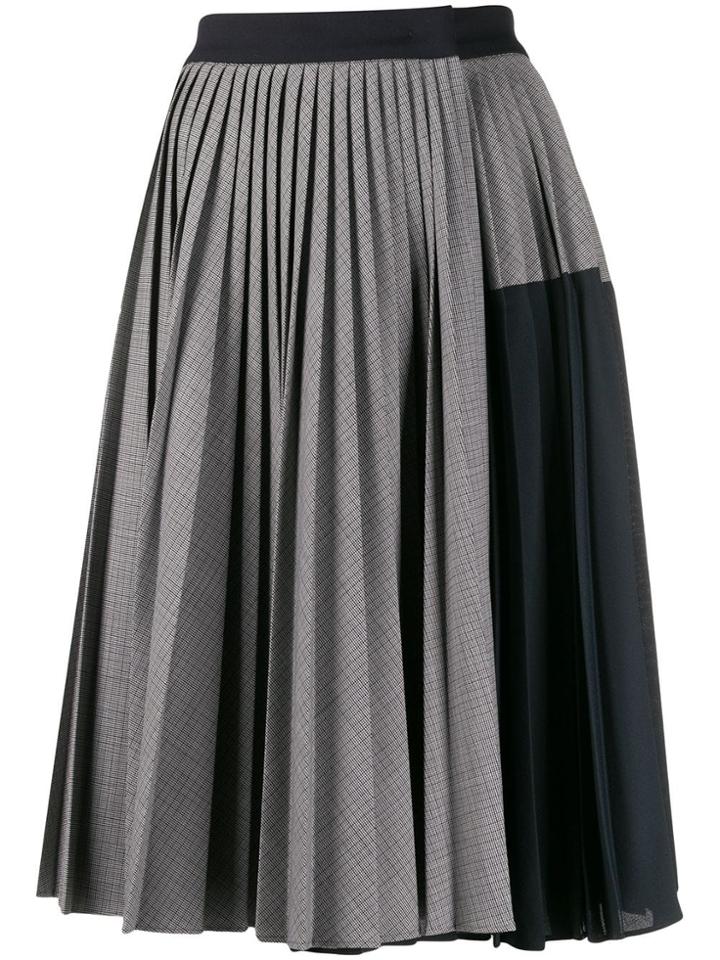 Sportmax Check Print Pleated Skirt - Grey