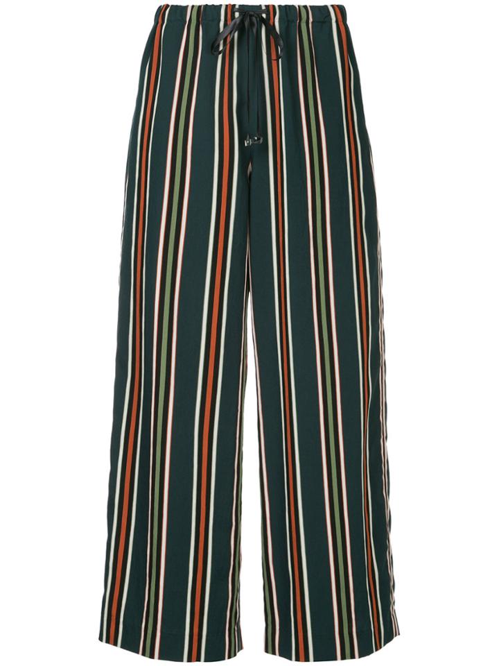 Astraet Striped Cropped Trousers - Green