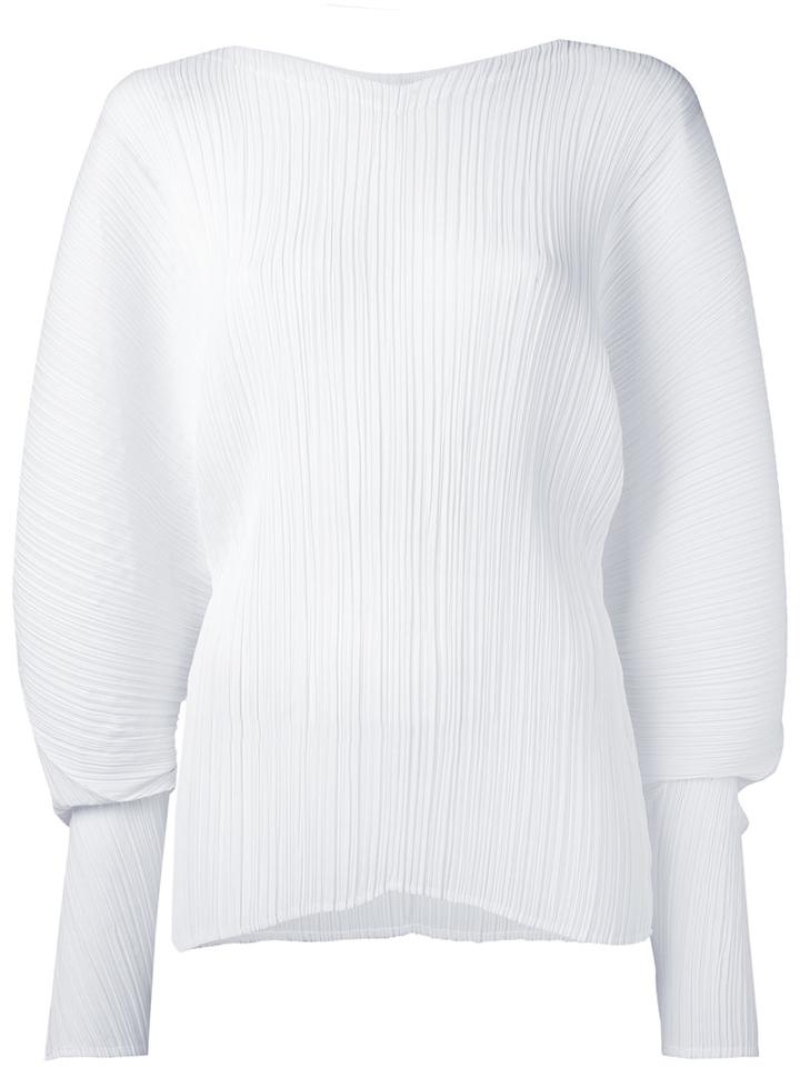 Jil Sander - 'call' Pleated Top - Women - Polyester - 32, White, Polyester