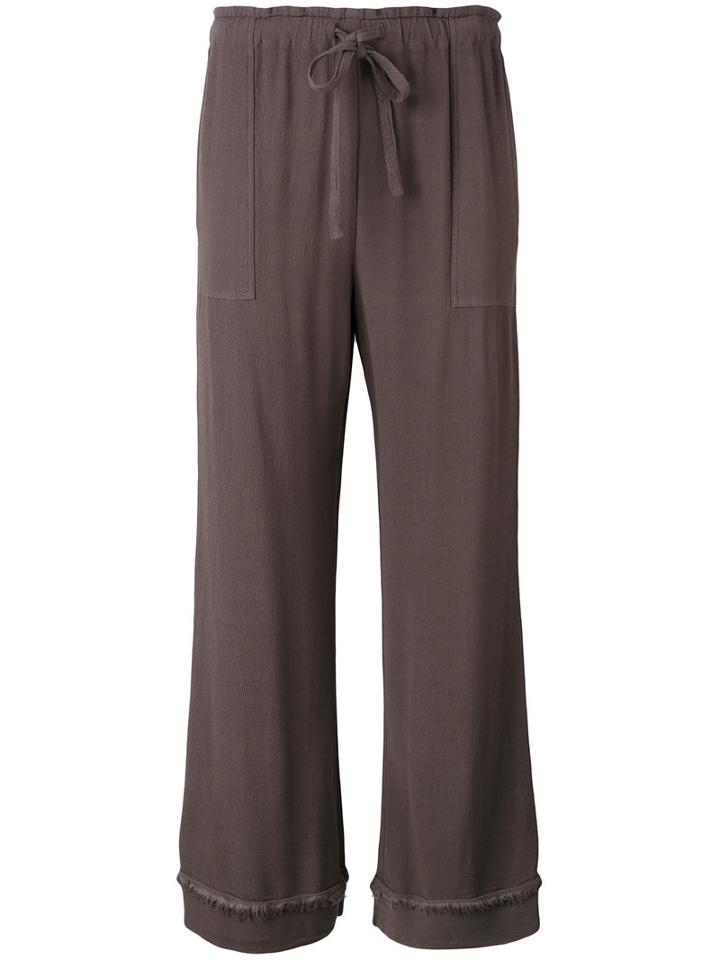Raquel Allegra - Crepe Drawstring Cropped Pants - Women - Rayon - 2, Brown, Rayon