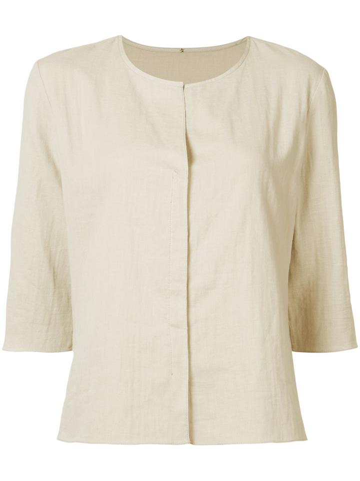 Peter Cohen Collarless Shirt, Women's, Size: Small, Nude/neutrals, Cotton