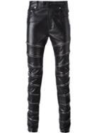 Saint Laurent Zipped Skinny Trousers, Men's, Size: 48, Black, Lamb Skin