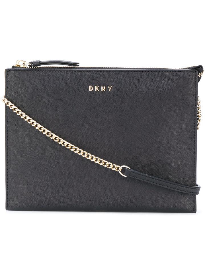 Dkny - Flat Top Zip Crossbody Bag - Women - Leather - One Size, Black, Leather