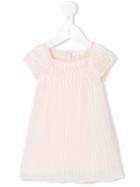 Chloé Kids - Plissé Shortsleeved Dress - Kids - Cotton/polyester - 18 Mth, Pink/purple
