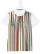Fendi Kids Striped T-shirt - White
