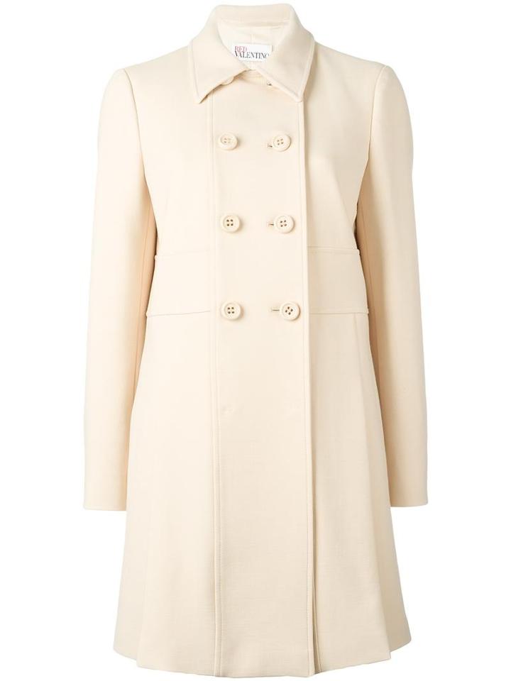 Red Valentino Double-breasted Mid Coat, Women's, Size: 44, Nude/neutrals, Cotton/polyester/spandex/elastane/acetate
