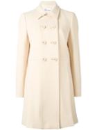 Red Valentino Double-breasted Mid Coat, Women's, Size: 44, Nude/neutrals, Cotton/polyester/spandex/elastane/acetate
