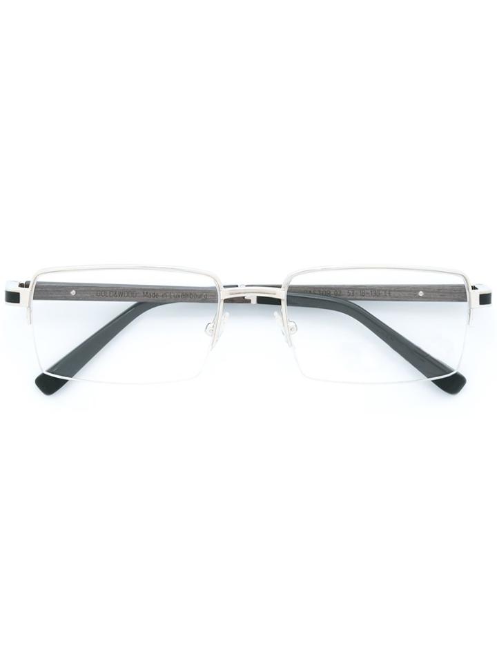 Gold And Wood 'castor' Glasses - Grey