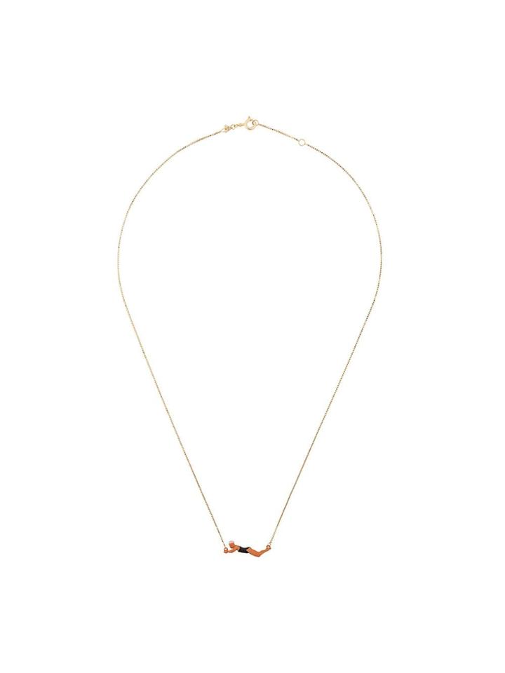 Aliita 9kt Yellow Gold Nadadora Completo Swimmer Figure Necklace
