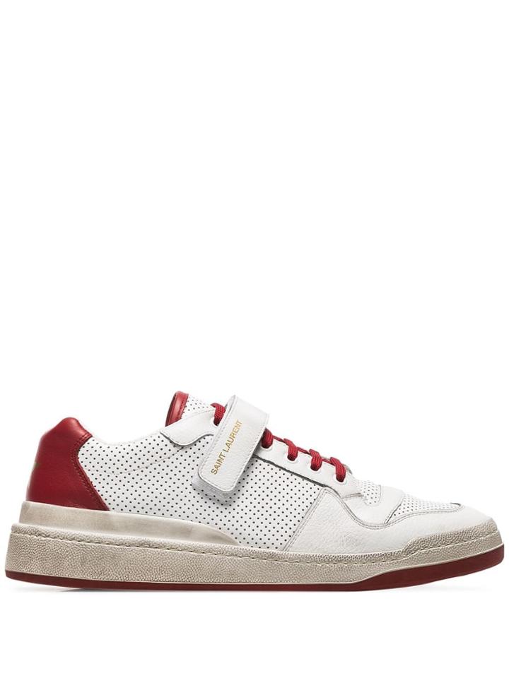Saint Laurent White And Red Travis Sneakers