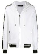 Dolce & Gabbana Logo Stripe Zip-up Hoodie - White