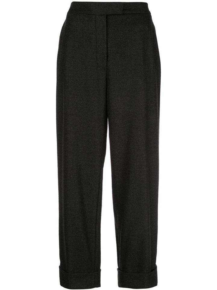 Oscar De La Renta Turn Up Cuff Cropped Trousers - Brown