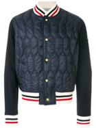 Moncler Gamme Bleu Tri-colour Trim Quilted Bomber Jacket - Blue