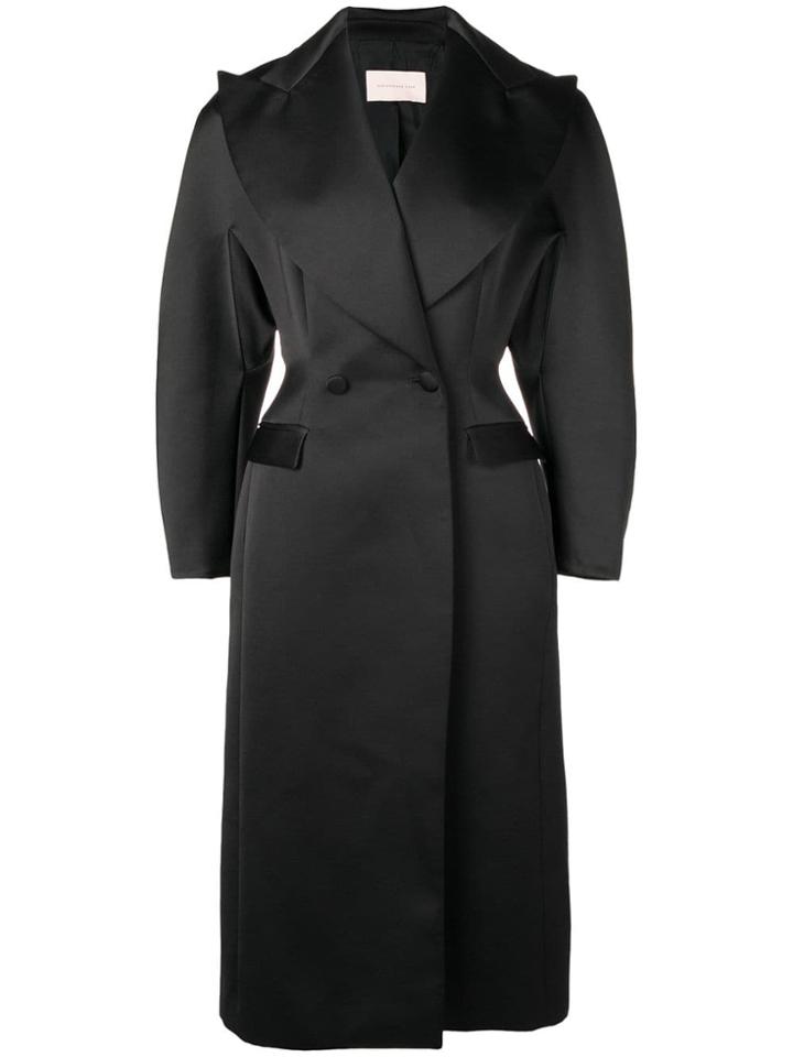 Christopher Kane Satin Double Breasted Coat - Black