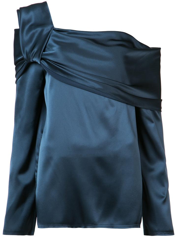 Baja East Draped One Shoulder Top, Women's, Size: 1, Blue, Triacetate