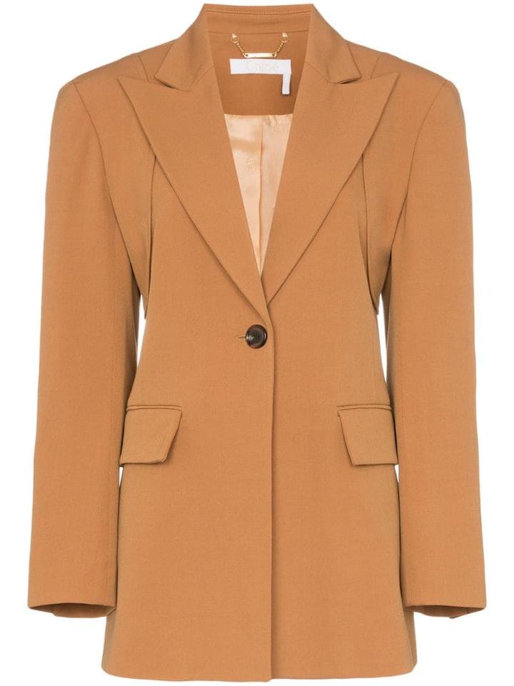 Chloé Single-breasted Wool Blend Blazer - Brown
