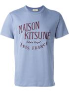 Maison Kitsuné Logo Print T-shirt, Men's, Size: M, Blue, Cotton