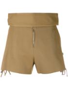 Iro - Thick Waistband Shorts - Women - Cotton/viscose - 38, Women's, Green, Cotton/viscose
