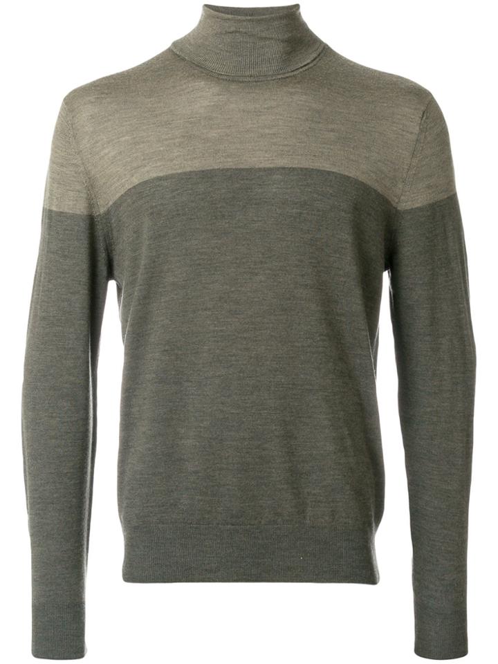 Canali Roll Neck Contrast Sweatshirt - Green