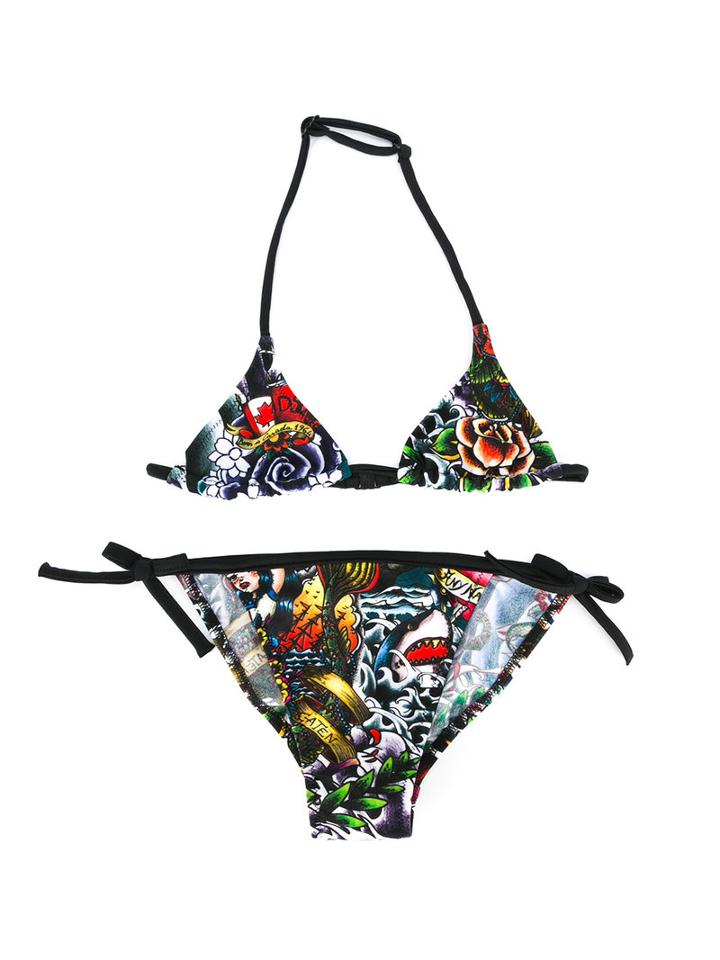 Dsquared2 Kids Printed Bikini, Girl's, Size: 12 Yrs, Black