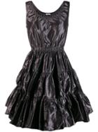 Miu Miu Ruched Silk Flared Dress - Grey