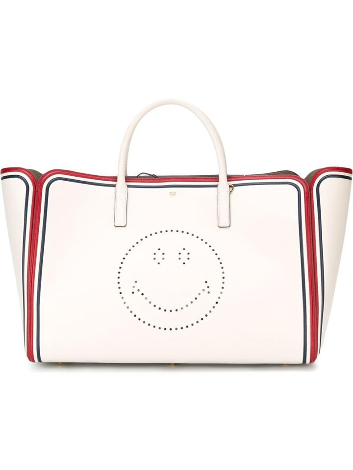Anya Hindmarch Trim Detail Smiley Logo Tote Bag