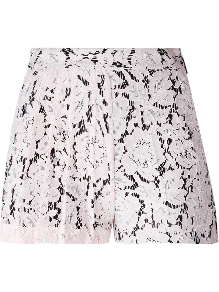 Msgm Pleated Lace Shorts, Women's, Size: 42, Pink/purple, Polyester/polyamide/cotton