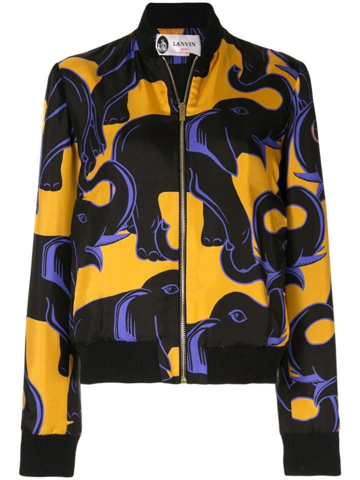 Lanvin Elephant Print Bomber Jacket - Black
