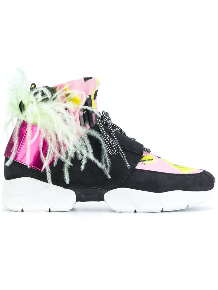 Msgm Floral Panelled Sneakers - Multicolour