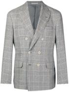 Brunello Cucinelli Double Breasted Plaid Jacket - Brown