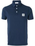 Stone Island Logo Patch Polo Shirt, Men's, Size: Xl, Blue, Cotton/spandex/elastane