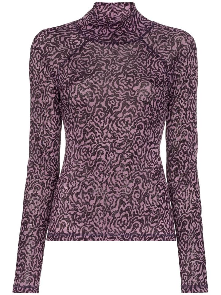 Nanushka Animal Intarsia Knitted Top - Purple