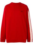 Raf Simons - Striped Sleeve Sweatshirt - Men - Cotton - S, Red, Cotton
