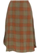Wales Bonner Check Print A-line Midi Skirt - Brown