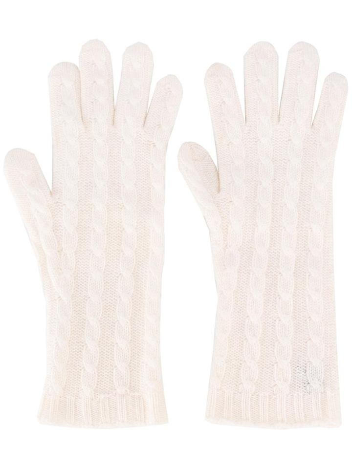 Chanel Vintage Cable-knit Gloves, Women's, White