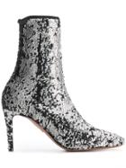 Aquazzura Sequin Embellished Ankle Boots - Metallic