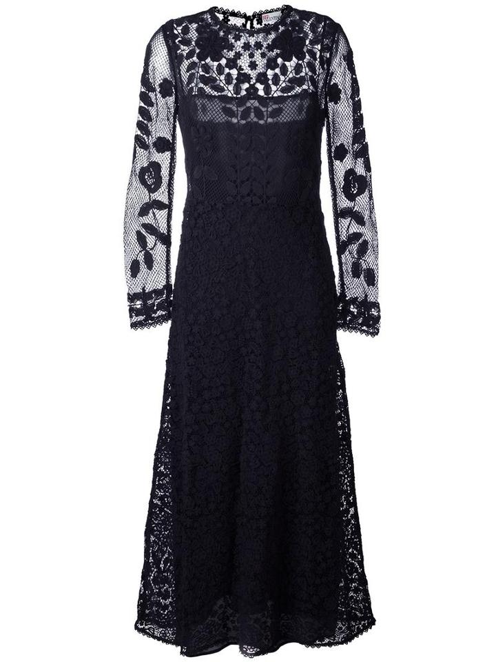 Red Valentino Lace Overlay Dress, Women's, Size: 40, Blue, Silk/cotton/polyester