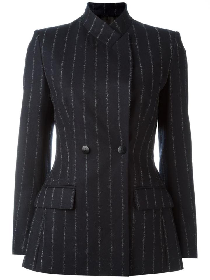 Cédric Charlier Pinstriped Double Breasted Blazer, Women's, Size: 38, Black, Acetate/rayon/virgin Wool/other Fibers