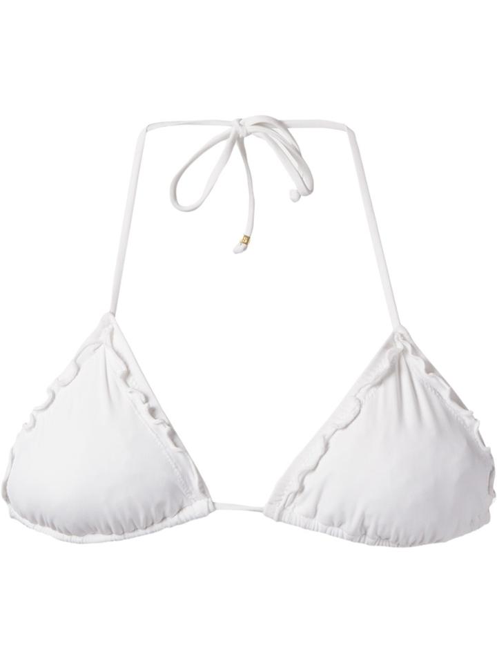 Amir Slama Ruffled Trim Triangle Bikini Top - White