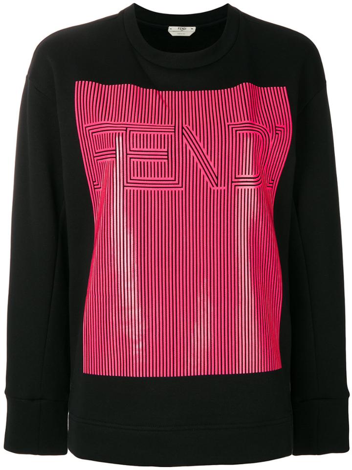 Fendi Logo Colour-block Sweater - Black