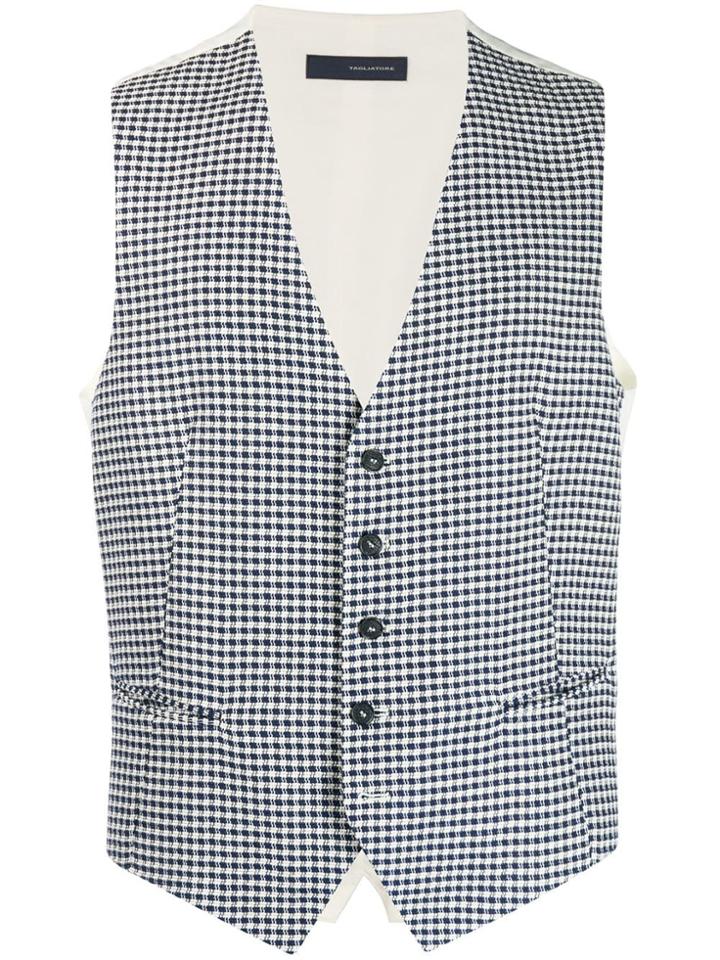 Tagliatore Check Classic Vest - Blue