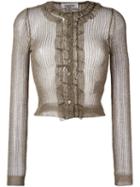 Valentino Cropped Cardigan, Women's, Size: Medium, Grey, Polyamide/viscose/metallic Fibre
