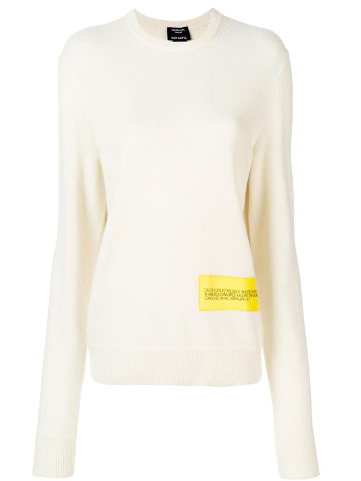 Calvin Klein 205w39nyc Logo Patch Crew Neck Jumper - White