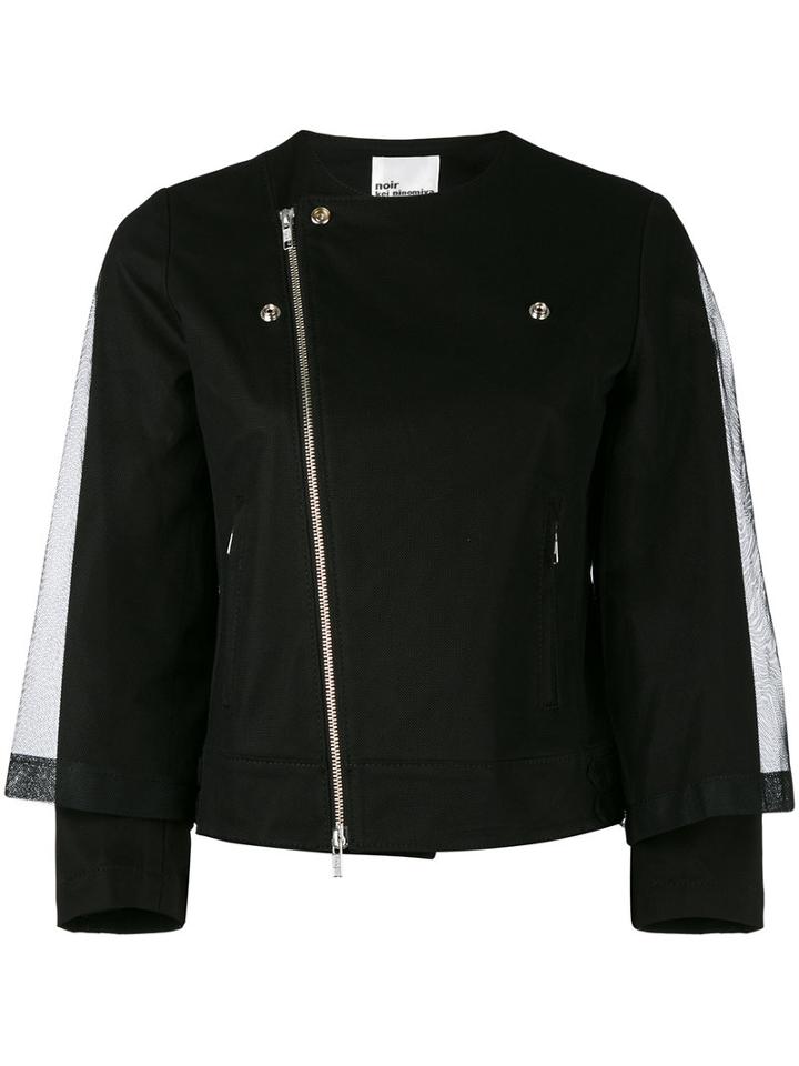 Comme Des Garçons Noir Kei Ninomiya - Caped Mesh Biker Jacket - Women - Cotton/polyester/polyurethane - M, Black, Cotton/polyester/polyurethane