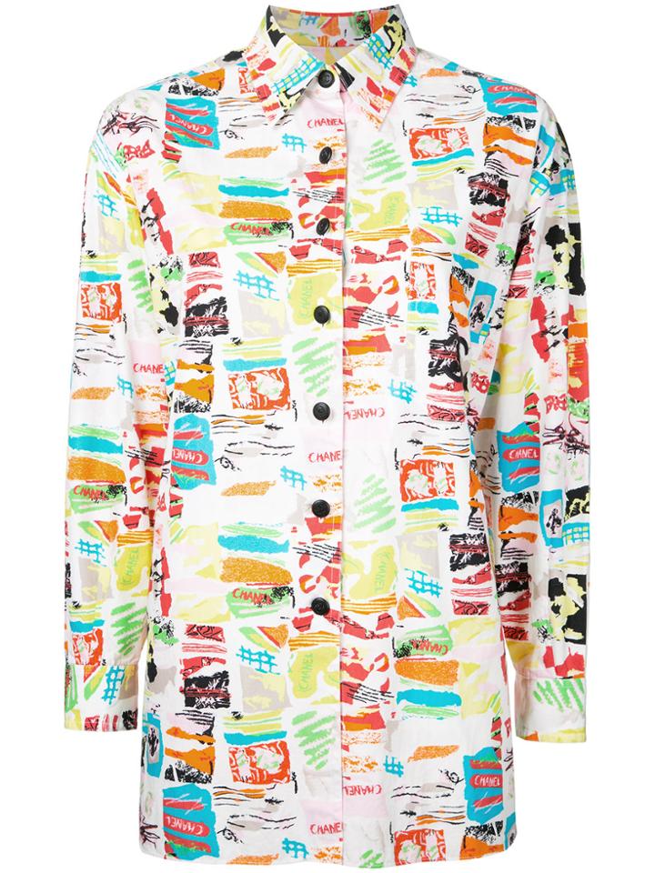 Chanel Vintage Long Sleeve Print Shirt - White
