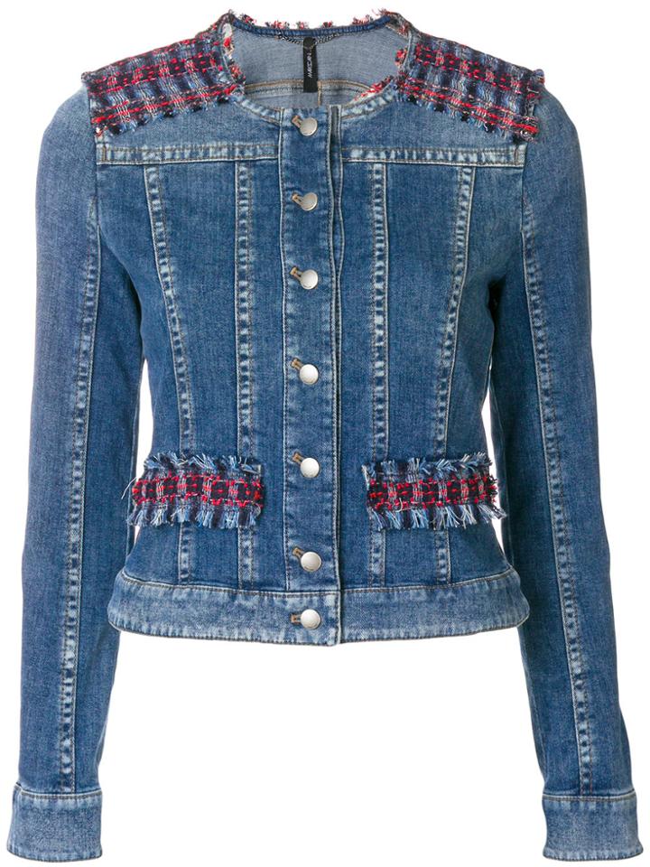 Marc Cain Tweed Panel Denim Jacket - Blue