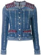 Marc Cain Tweed Panel Denim Jacket - Blue