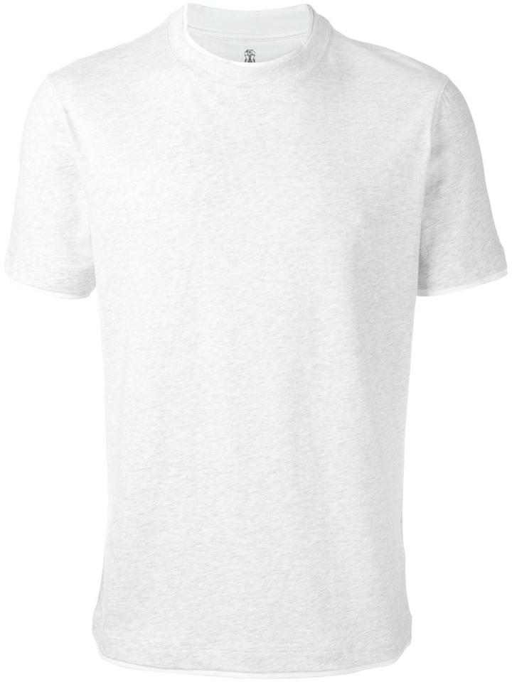 Brunello Cucinelli Crew Neck T-shirt, Men's, Size: Xl, Grey, Cotton