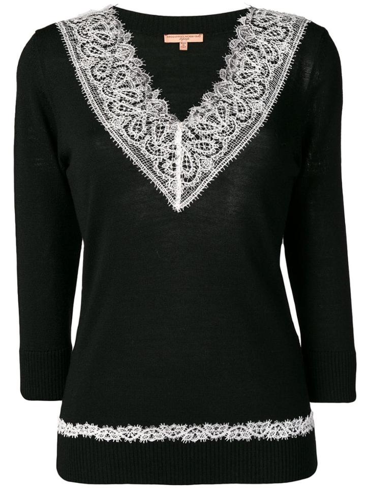 Ermanno Scervino Lace Trimmed Sweater - Black
